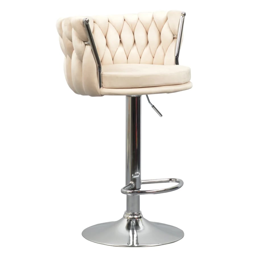 Designová barová židle, béžová Velvet látka/chrom, BRIN Kondela