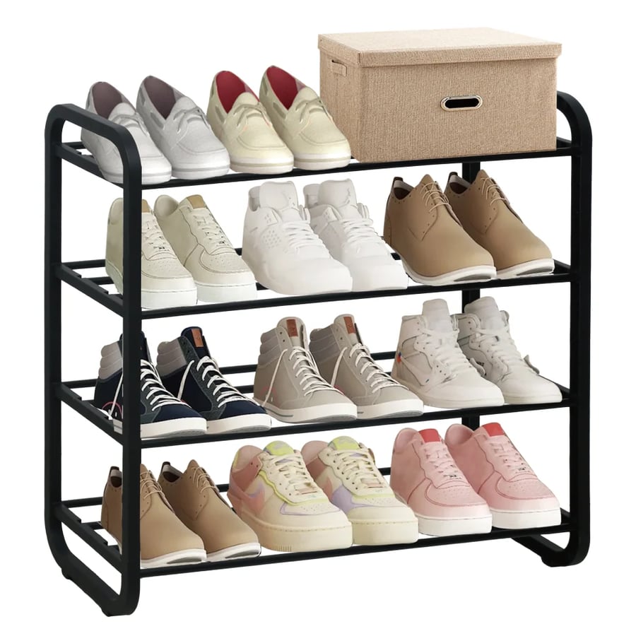 Botník, 4-policový, černá, FERRUM Kondela