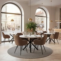 Jídelní stůl, bílá matná/černá, průměr 120 cm, MEDOR Kondela (foto 2)