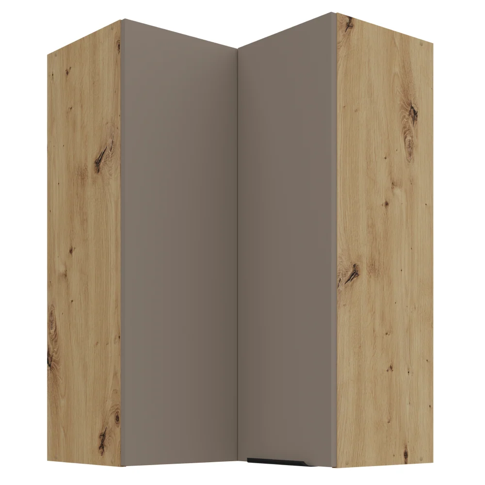 Horní rohová skříňka, sandgrau/dub artisan, FRISBO 60x60 GN-90 2F Kondela
