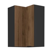 Horní rohová skříňka, ořech okapi/černá, MENZO 60x60 GN-90 2F Kondela