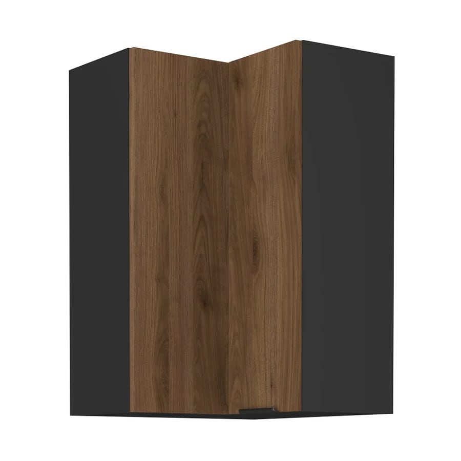 Horní rohová skříňka, ořech okapi/černá, MENZO 60x60 GN-90 2F Kondela