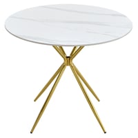 Jídelní stůl, bílý mramor/gold chrom zlatá, průměr 90 cm, MEKNER Kondela (foto 2)