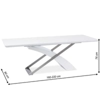 Jídelní stůl, bílá / bílá extra vysoký lesk HG, 160-220x90 cm, KROS Kondela (foto 3)