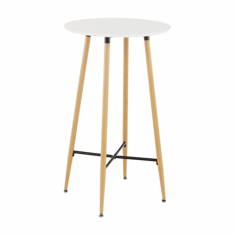 Barový stůl IMAM – Bílá/dub, průměr 60 cm Kondela