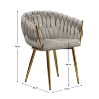 Jídelní křeslo, šedohnědá Taupe Velvet látka/gold chrom zlatý, DEILA Kondela (foto 2)