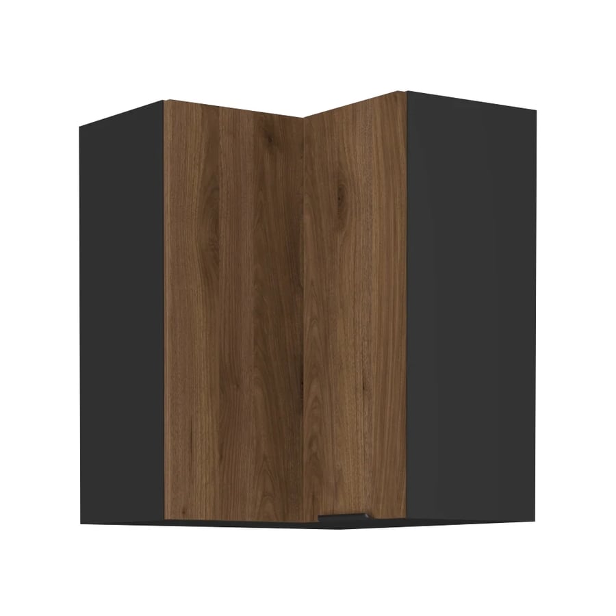 Horní rohová skříňka, ořech okapi/černá, MENZO 60x60 GN-72 2F Kondela