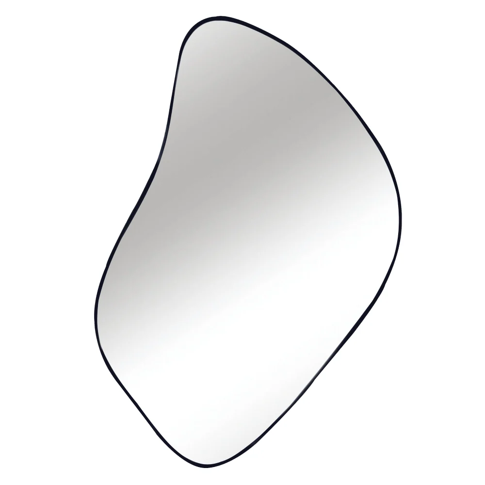 Asymetrické zrcadlo, černý kovový rám, NEVES TYP 3 Kondela