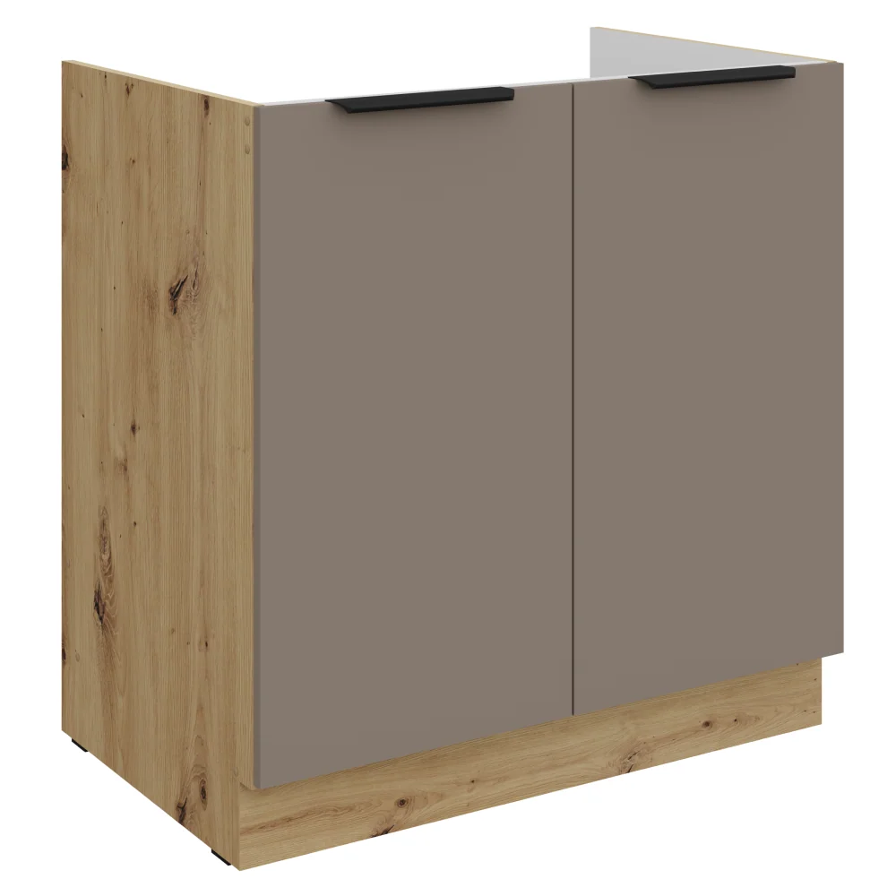 Dřezová skříňka, sandgrau/dub artisan, FRISBO 80 ZL 2F BB Kondela