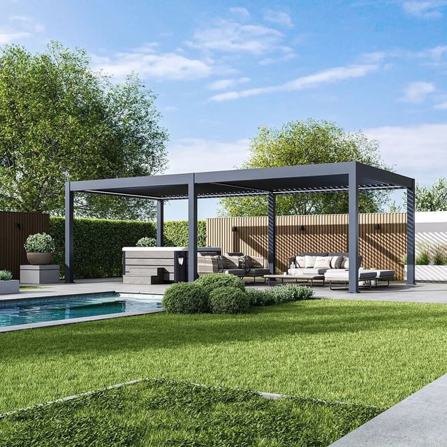 Pergola PRESTIGE Luxusní elektrická bioklimatická 8x4 m hliník volně stojící Rojaplast