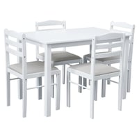 Jídelní set 1+4, bílá/béžovošedá, SOMIN Kondela (foto 3)