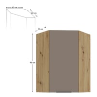 Horní rohová skříňka, sandgrau/dub artisan, FRISBO 60x60 GN-90 1F Kondela (foto 2)