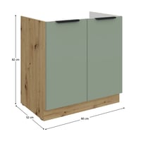 Dřezová skříňka, aquamarine/dub artisan, ARSANY 80 ZL 2F BB Kondela (foto 3)