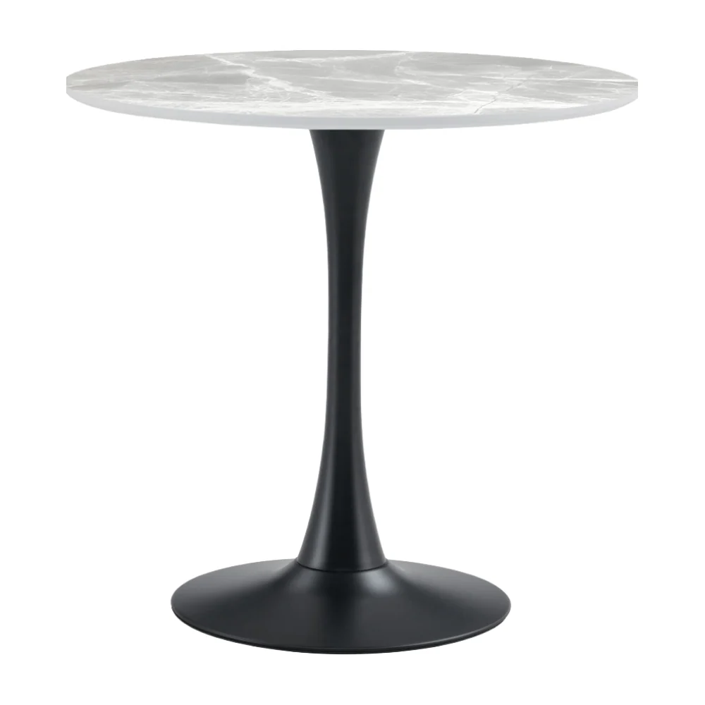 Jídelní stůl, šedý mramor/černá, průměr 90 cm, LORIAN TYP 1 Kondela