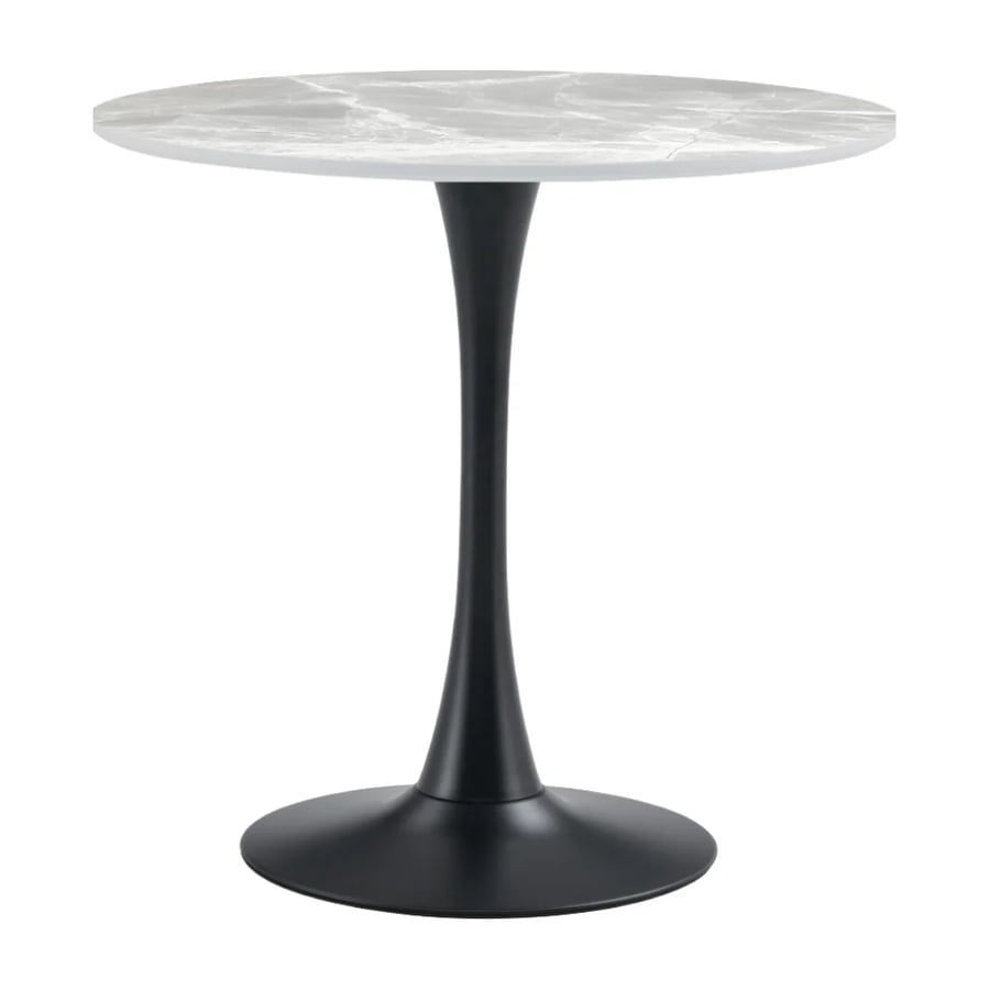 Jídelní stůl, šedý mramor/černá, průměr 90 cm, LORIAN TYP 1 Kondela