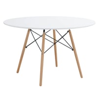 Jídelní stůl, bílá matná/buk, průměr 120 cm, DEMIN NEW Kondela