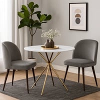 Jídelní stůl, bílý mramor/gold chrom zlatá, průměr 90 cm, MEKNER Kondela (foto 5)
