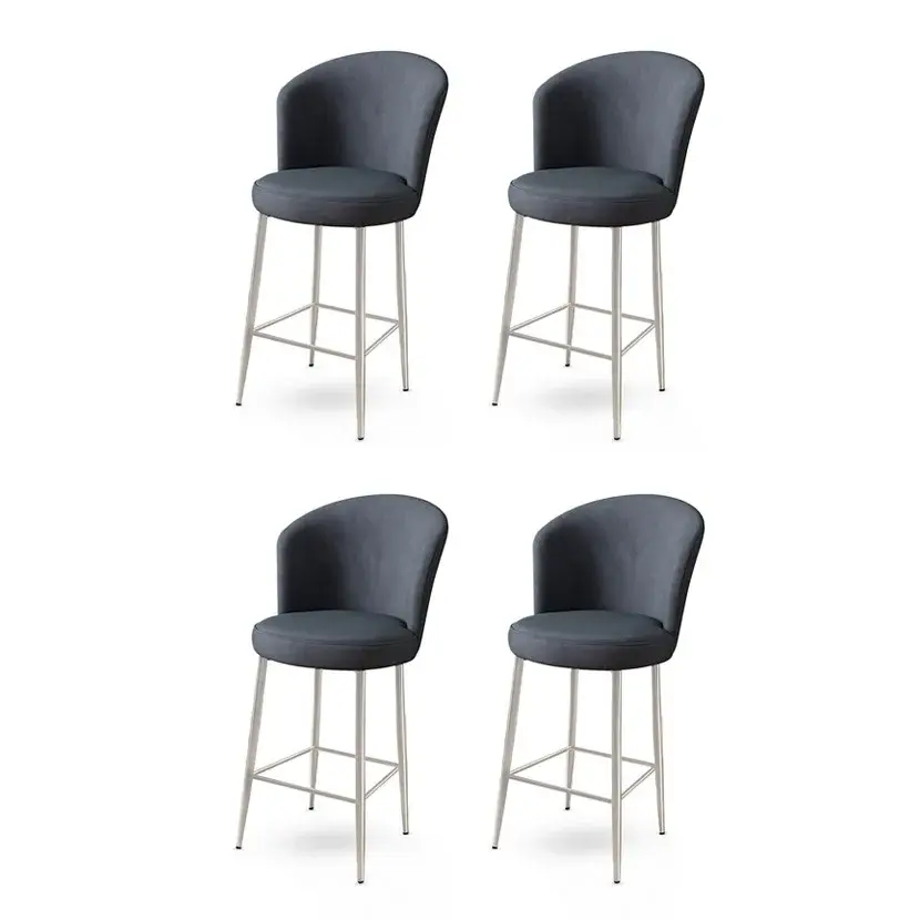 Barová židle ALTE (set 4 ks) – Set 4 ks / Antracitová / Stříbrná ASIRGROUP