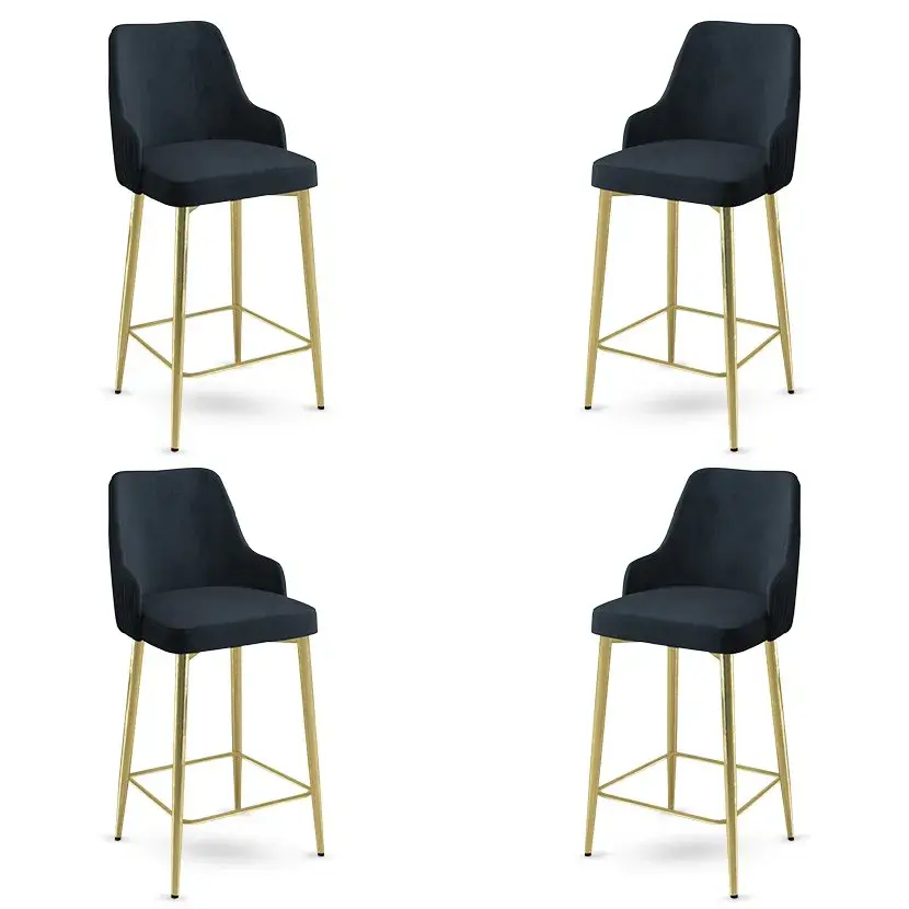Barová židle ENOX (set 4 ks) – Set 4 ks / Antracitová / Zlatá ASIRGROUP