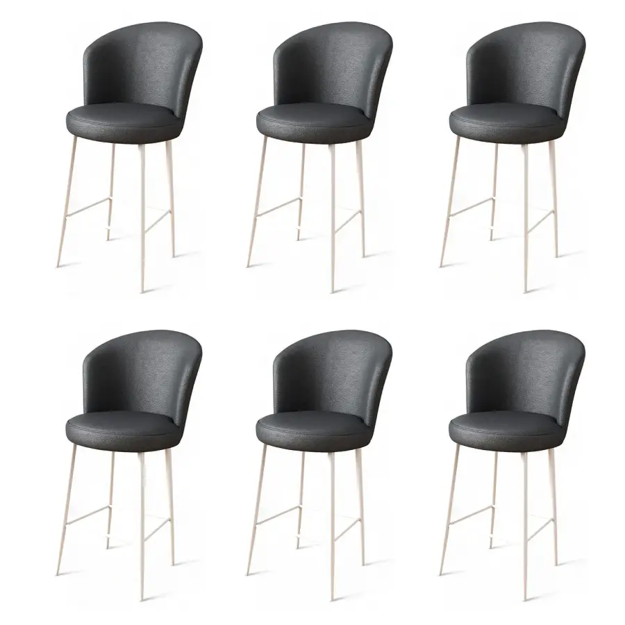 Barová židle URAS (set 6 ks) – Set 6 ks / Antracitová / Bílá ASIRGROUP