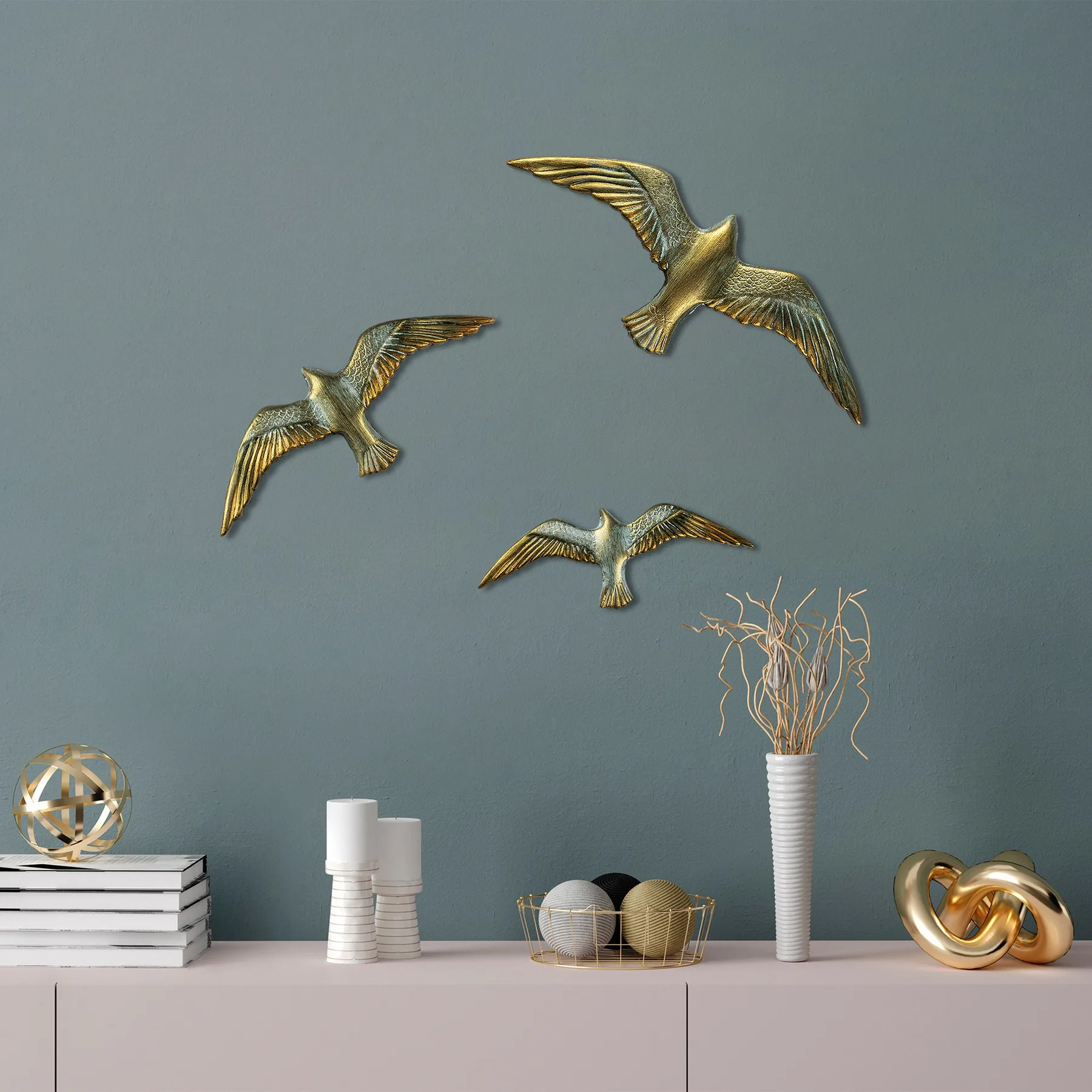 Dekorace FLYING – Seagulls / Zlatá ASIRGROUP