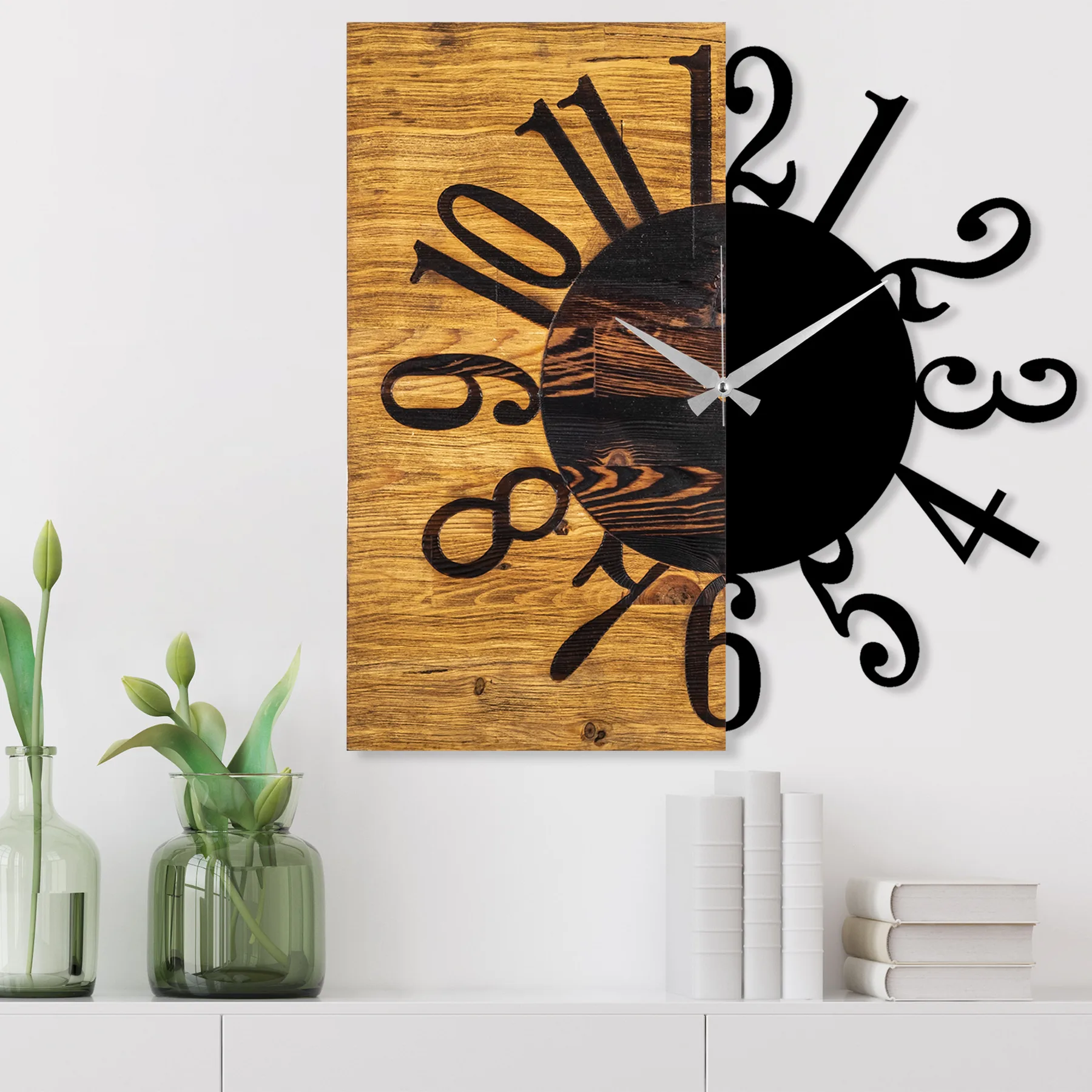Hodiny WOODEN – Clock / Ořech / Černá ASIRGROUP