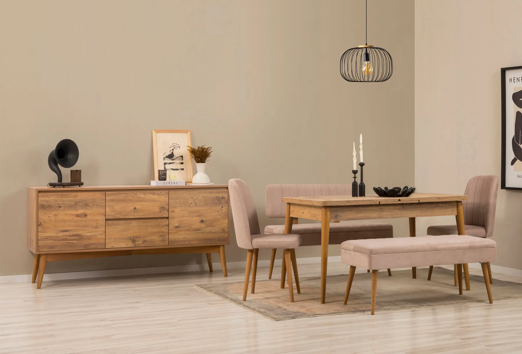 Jídelní set se stolem a konzolí VINA Bench 04 0900 (set 6 ks) ASIRGROUP