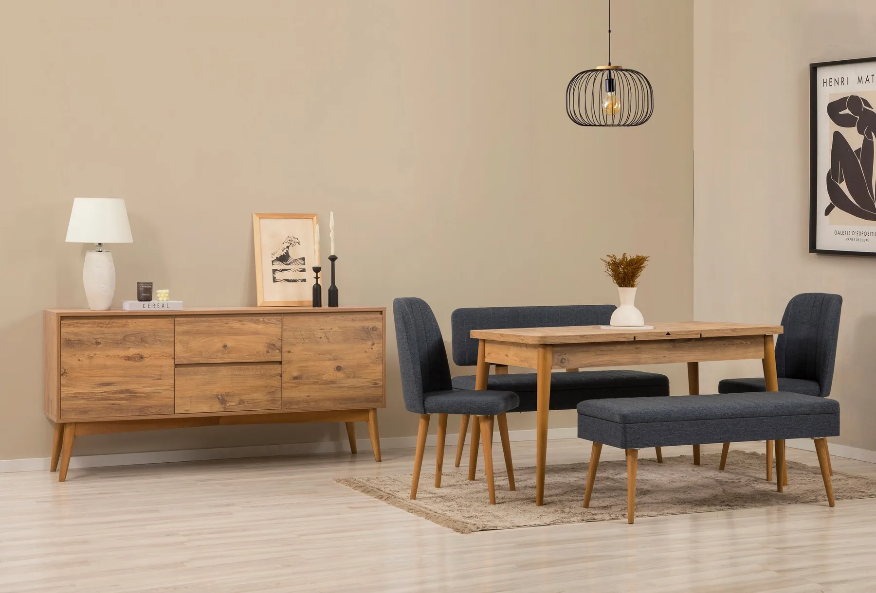 Jídelní set se stolem a konzolí VINA Bench 04 1048 (set 6 ks) ASIRGROUP