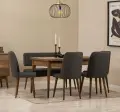 Jídelní set VINA – Set 6 ks / Ořech / Antracitová ASIRGROUP
