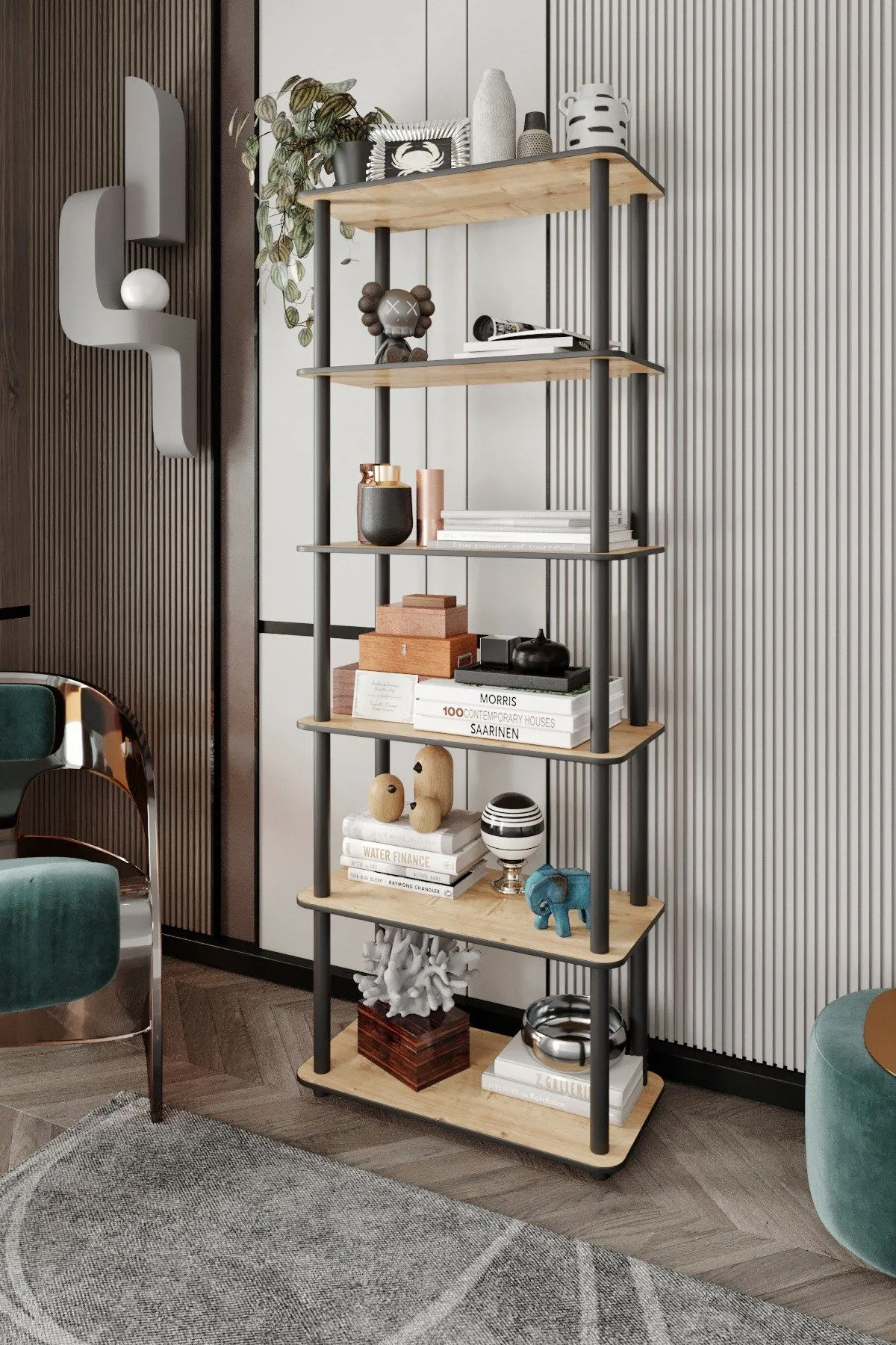 Knihovna BOOKCASE 6 Rect ASIRGROUP