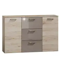 Komoda, dub san marino / latte vysoký lesk HG, ASSOR Kondela