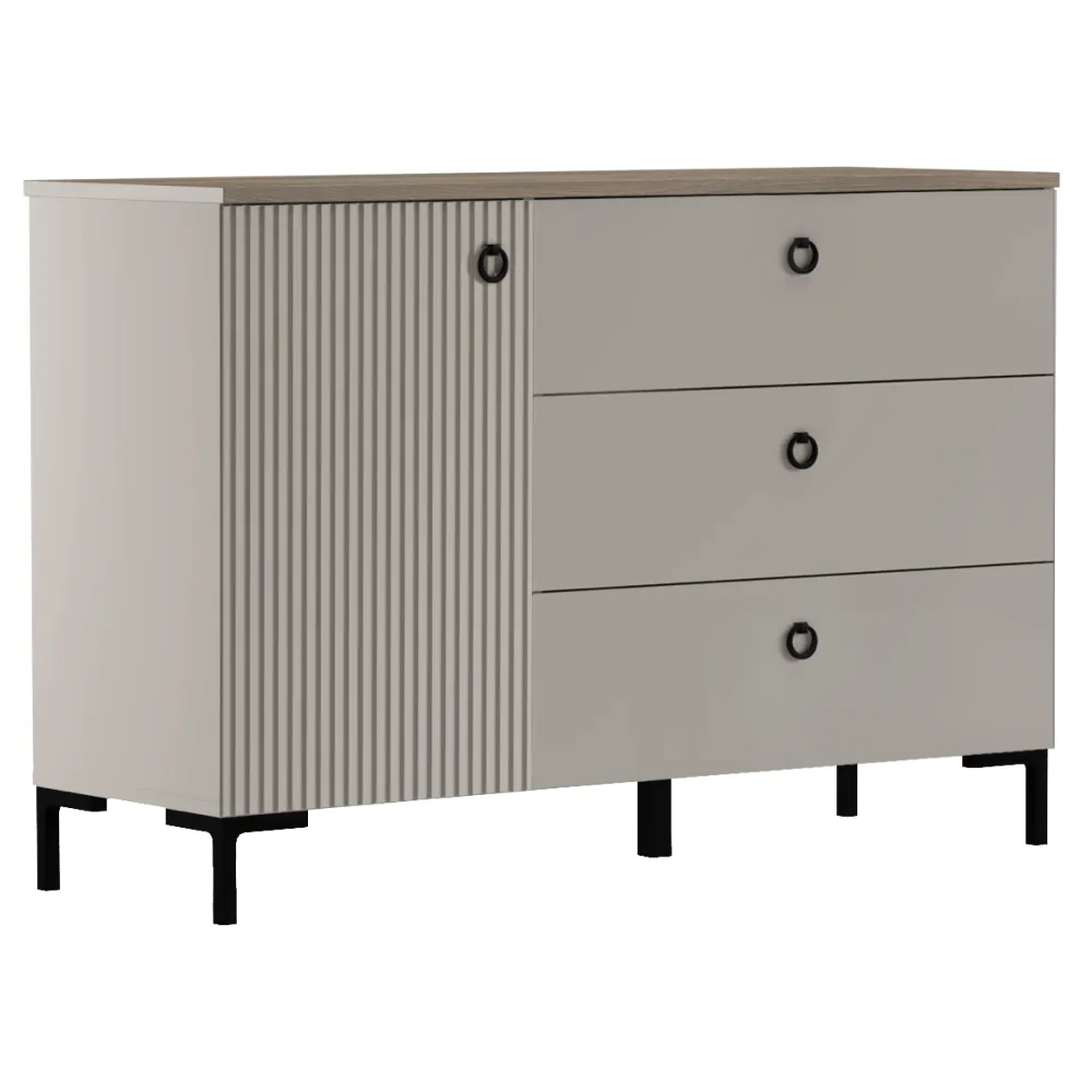 Komoda, šedohnědá Taupe/dub silverjack, DOMCA 1D3S Kondela