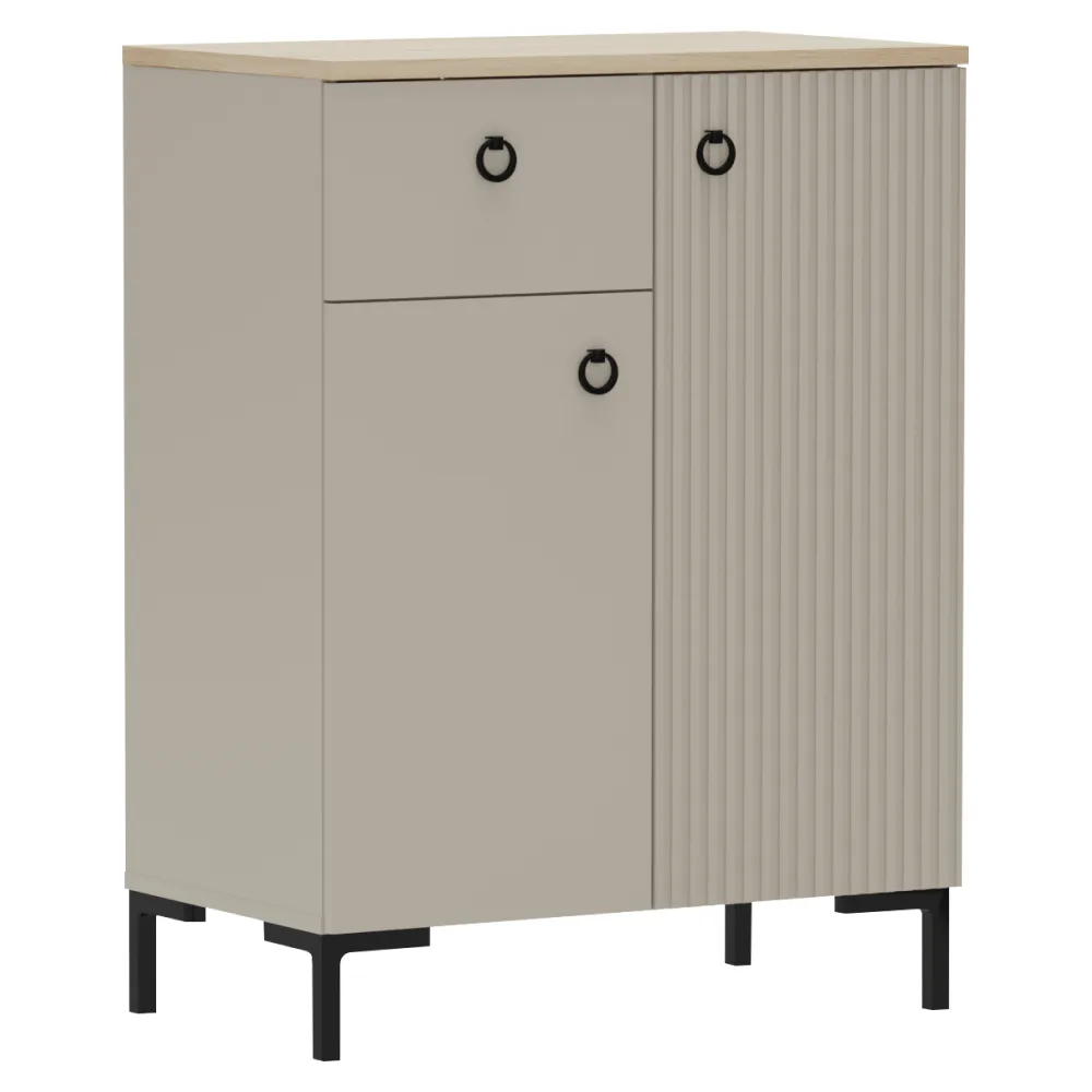 Komoda, šedohnědá Taupe/dub silverjack, DOMCA 2D1S Kondela