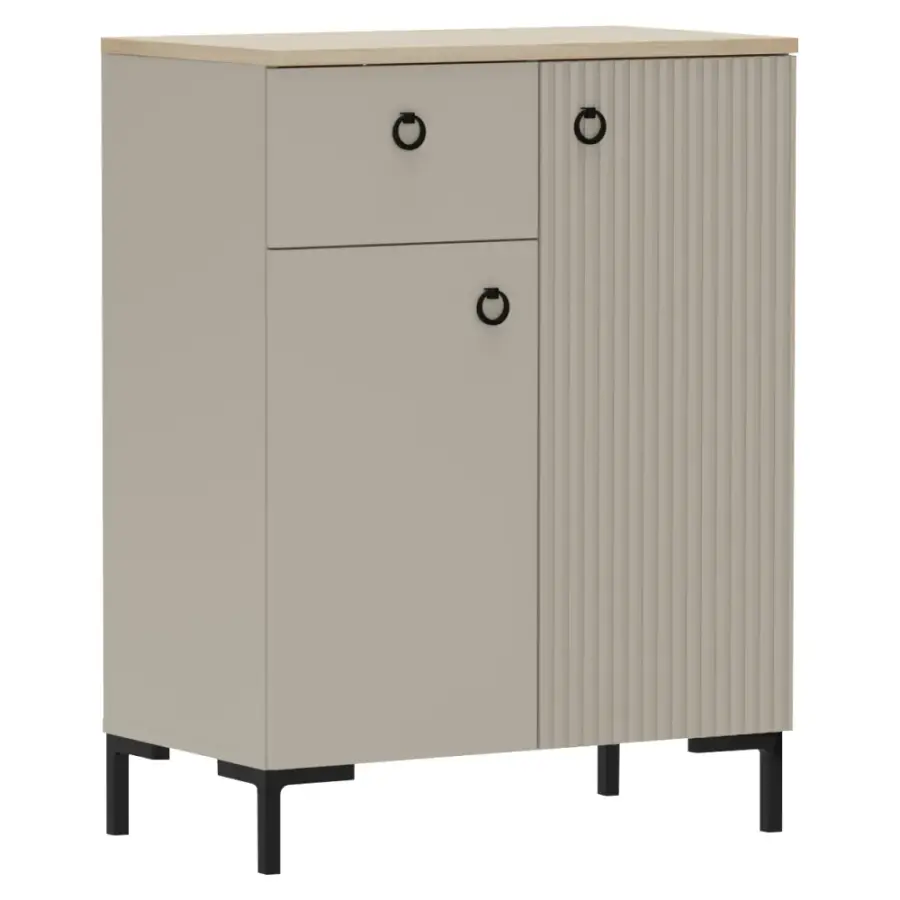 Komoda, šedohnědá Taupe/dub silverjack, DOMCA 2D1S Kondela