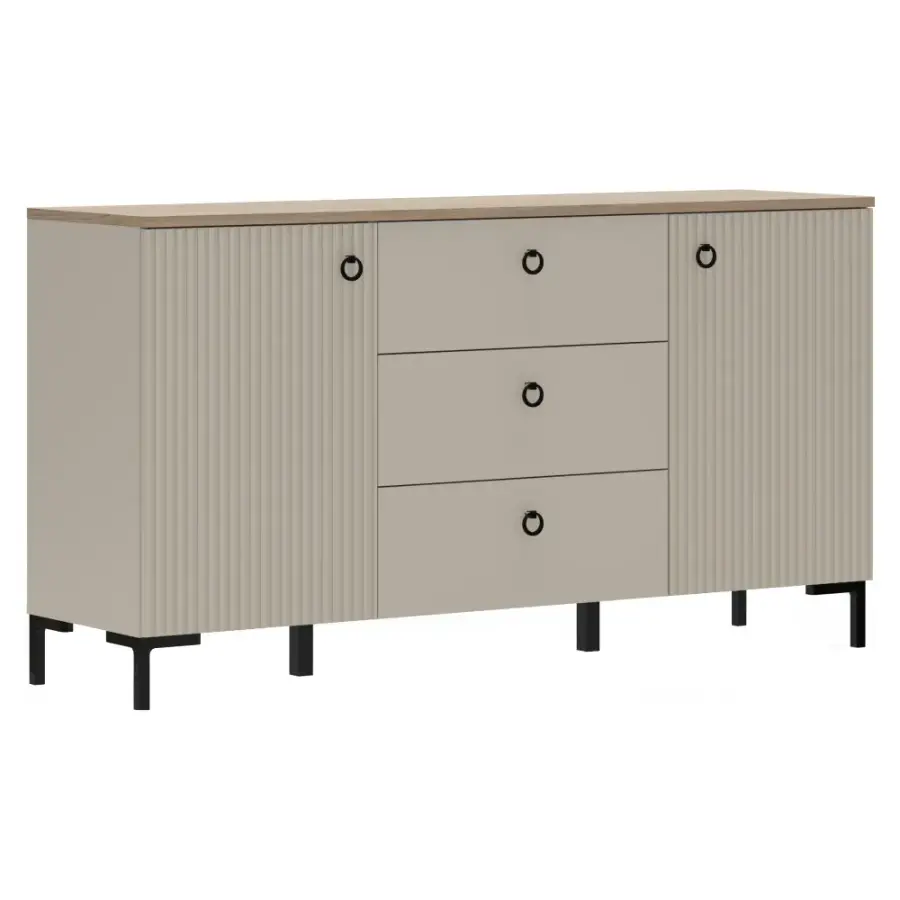 Komoda, šedohnědá Taupe/dub silverjack, DOMCA 2D3S Kondela