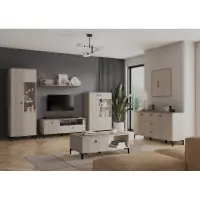 Komoda, šedohnědá Taupe/dub silverjack, DOMCA 2D3S Kondela (foto 4)