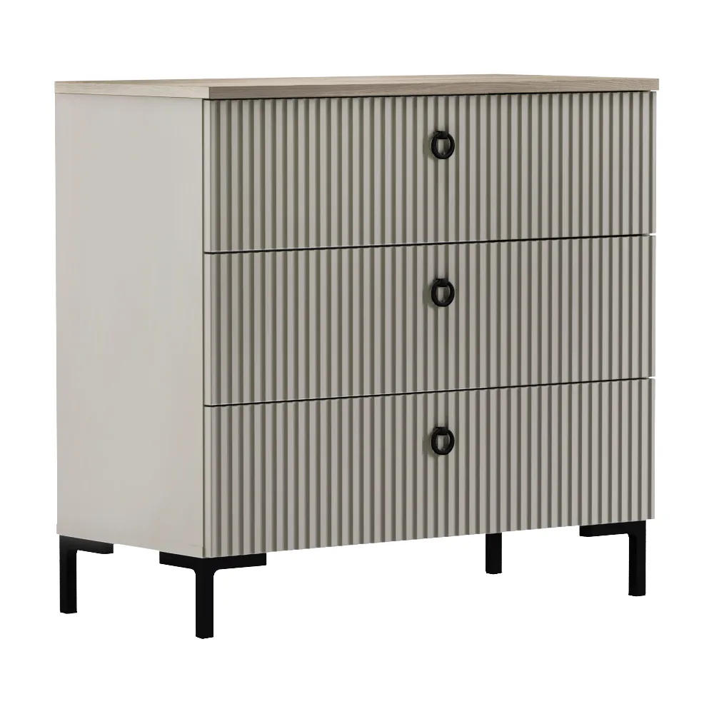 Komoda, šedohnědá Taupe/dub silverjack, DOMCA 3S Kondela