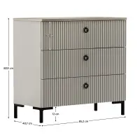 Komoda, šedohnědá Taupe/dub silverjack, DOMCA 3S Kondela (foto 4)