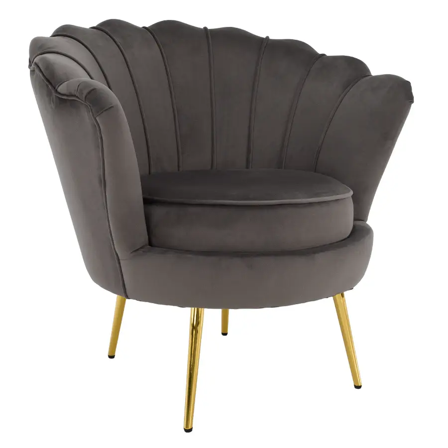 Křeslo ve stylu Art-deco NOBLEO – Šedohnědá Velvet látka/gold chrom zlatý Kondela