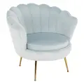 Křeslo ve stylu Art-deco NOBLIN – Šedomodrá Velvet látka/gold chrom-zlatý Kondela