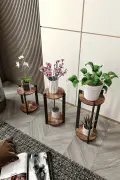Květináč FLOWER – Desk Round / Ořech ASIRGROUP