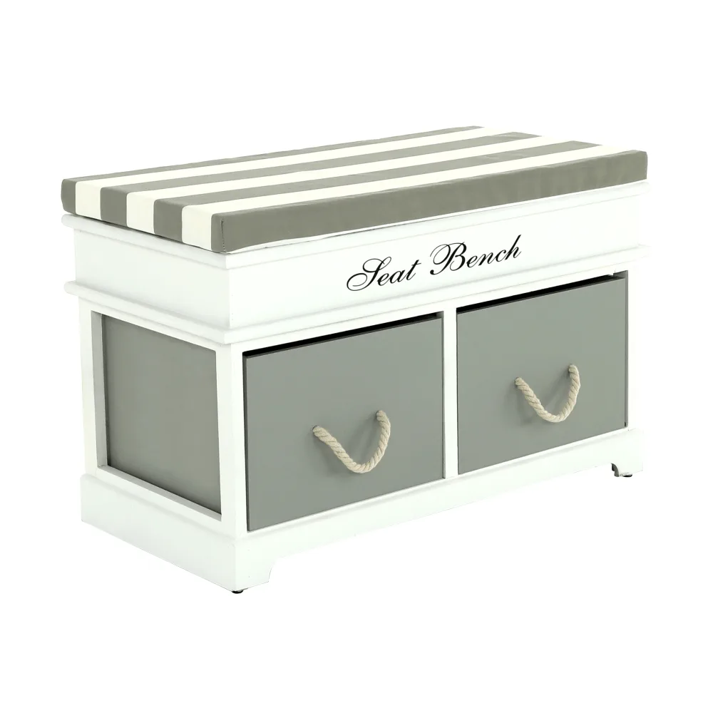 Lavice s polštářem, bílá / šedá, SEAT BENCH 2 NEW HX12-284 Kondela
