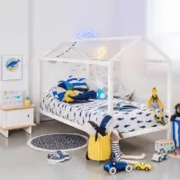 Montessori postel, bílá, borovicové dřevo, IMPRES Kondela