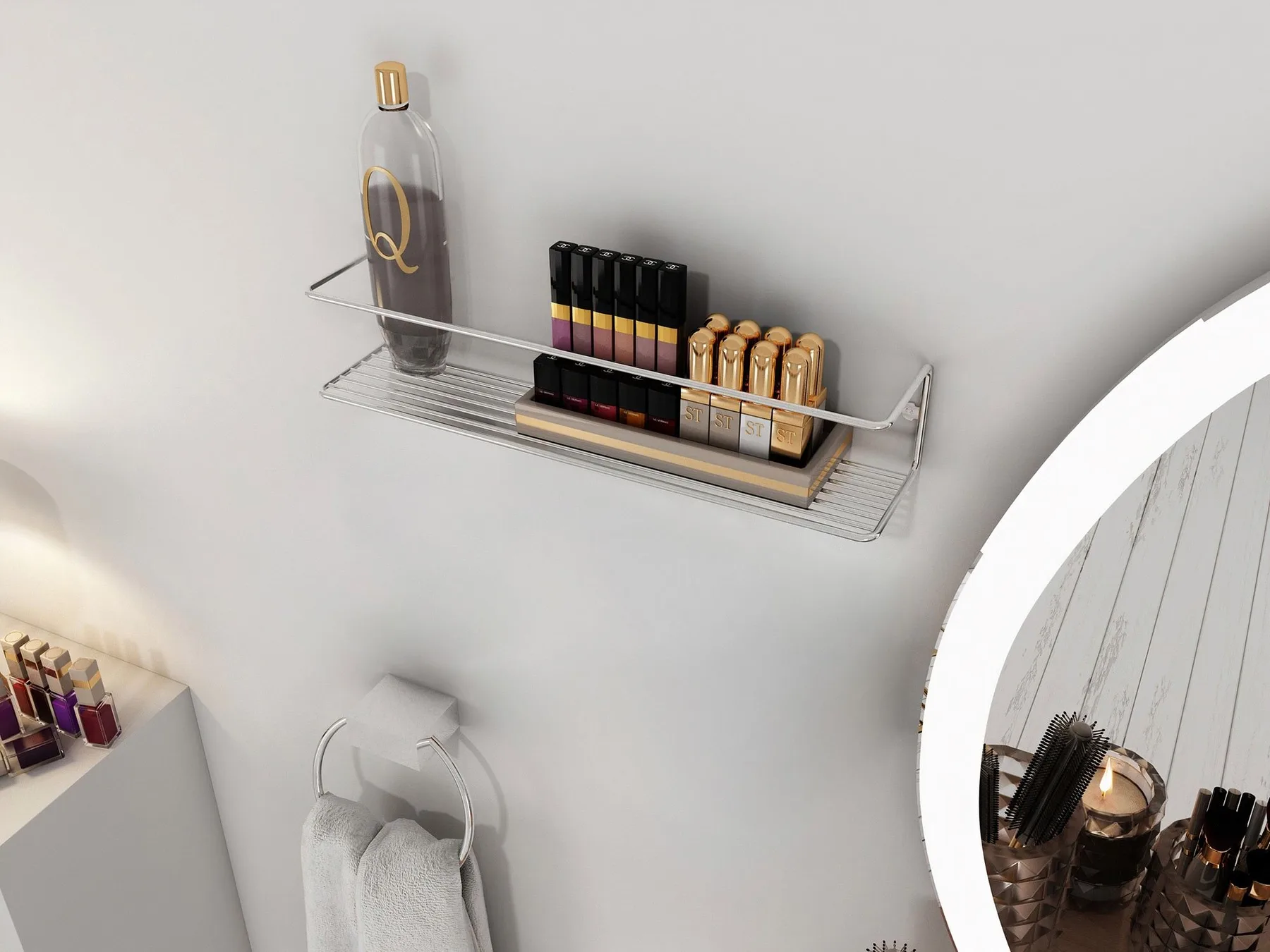 Nástěnná police BANYO – Stříbrná ASIRGROUP