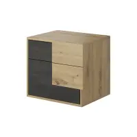 Noční stolek, černá borovice norská/ dub artisan, BAFRA Kondela