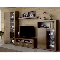 Obývací stěna s LED osvětlením, ořech warmia, TOGO 2NEW Kondela