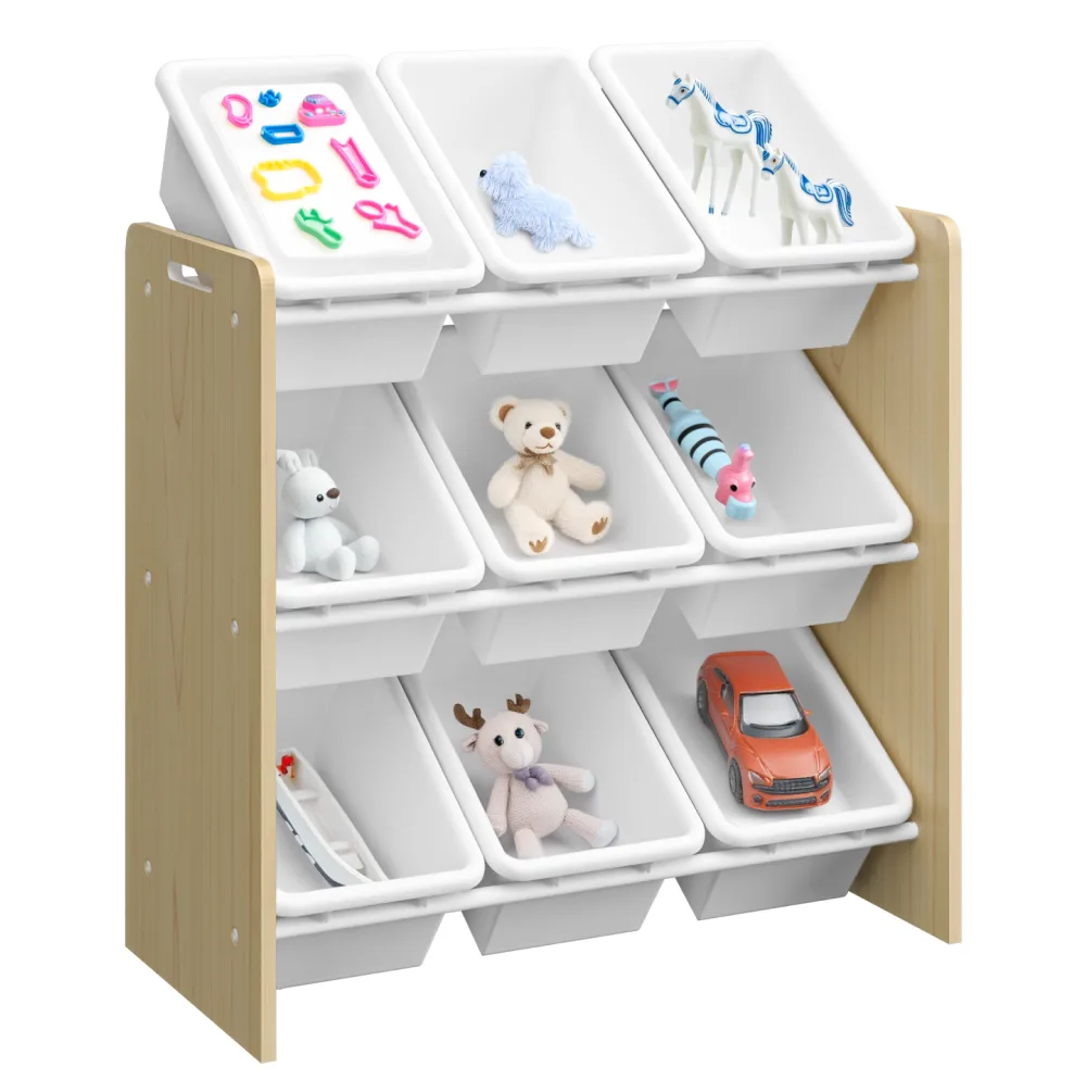 Organizér/regál na hračky, přírodní/bílá, BOIS Kondela