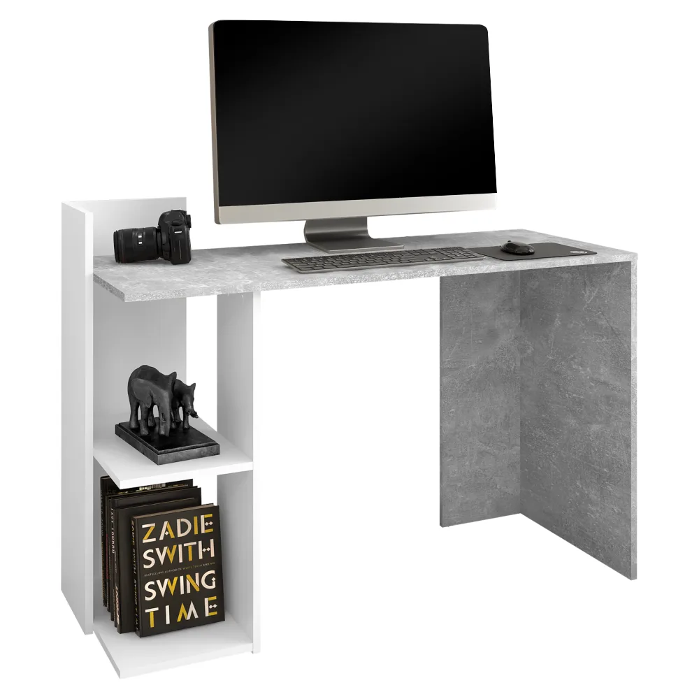 PC stůl, beton/bílý, ANDREO NEW Kondela
