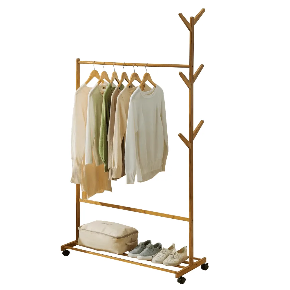 Pojízdný věšák, bambus, šířka 100cm, VIKIR TYP 3 Kondela