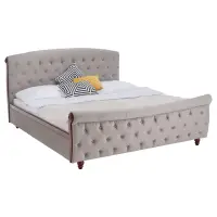 Postel s roštem, 180x200, šedohnědá Taupe Velvet látka, BARETO Kondela